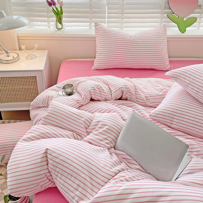 cute striped bedding duvet cover set in pastel color roomtery aesthetic room decor