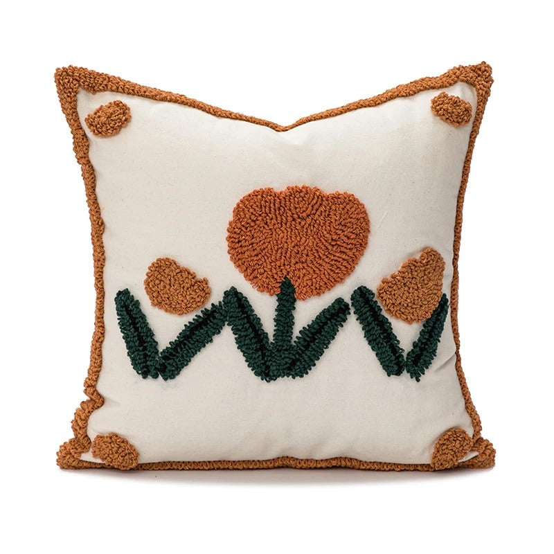 tufted tulip flower decorative throw cushion cover roomtery