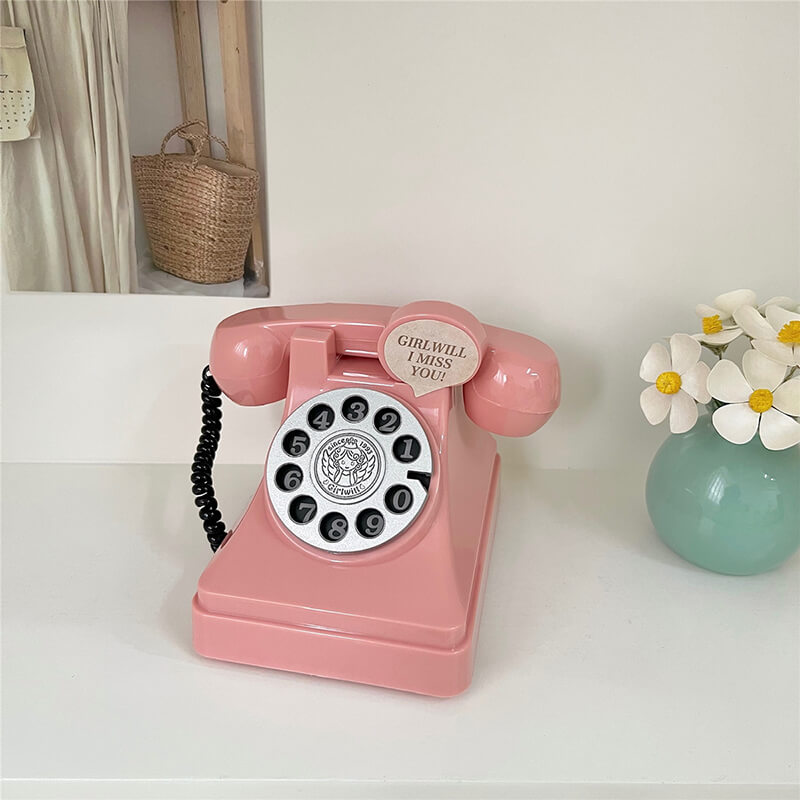 kawaii aesthetic cute vintage telephone-shaped desk decor mini box roomtery