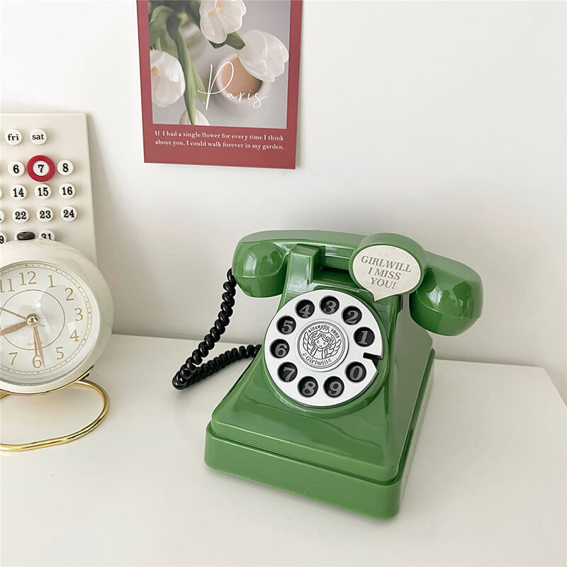 kawaii aesthetic cute vintage telephone-shaped desk decor mini box roomtery