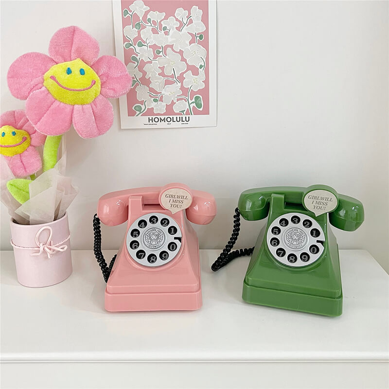 kawaii aesthetic cute vintage telephone-shaped desk decor mini box roomtery