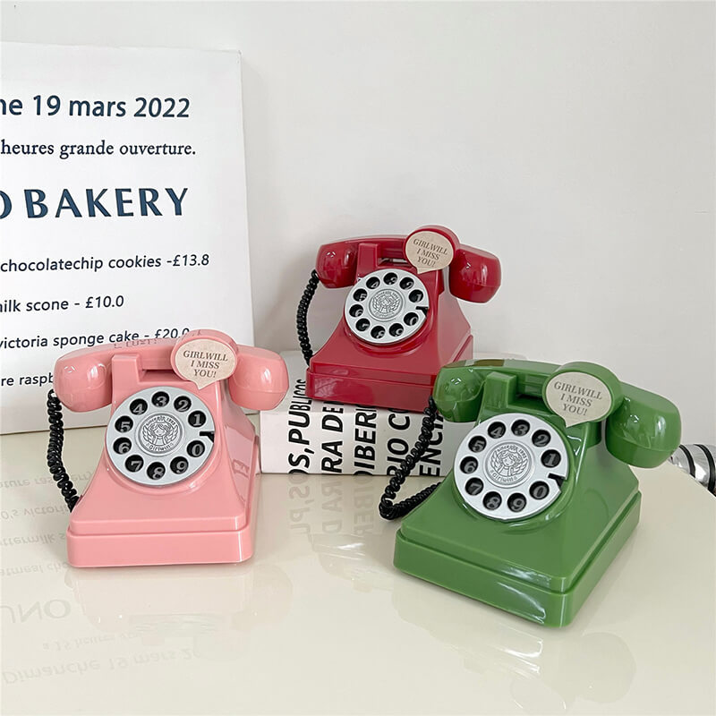 kawaii aesthetic cute vintage telephone-shaped desk decor mini box roomtery