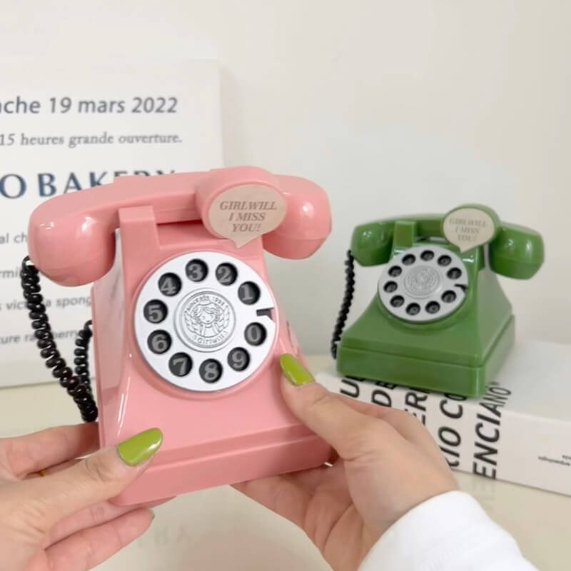 kawaii aesthetic cute vintage telephone-shaped desk decor mini box roomtery