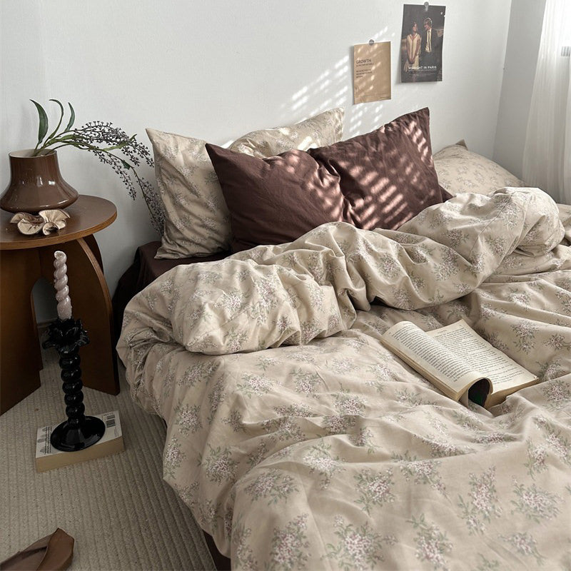 brown shades floral print bedding duvet cover set dark academia aesthetic room decor roomtery