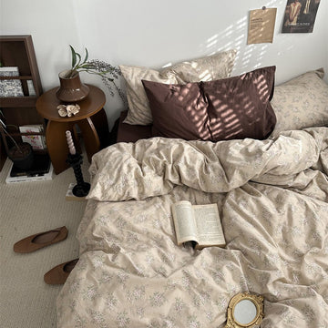 Dark Academia Vintage Brown Bedding Set