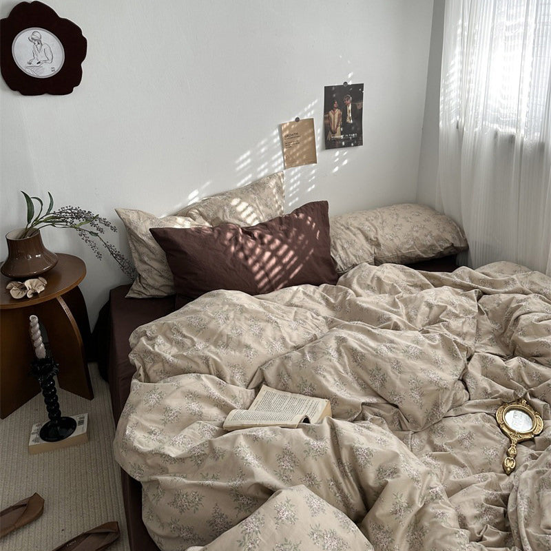 Dark Academia Vintage Brown Bedding Set Aesthetic Bedding roomtery
