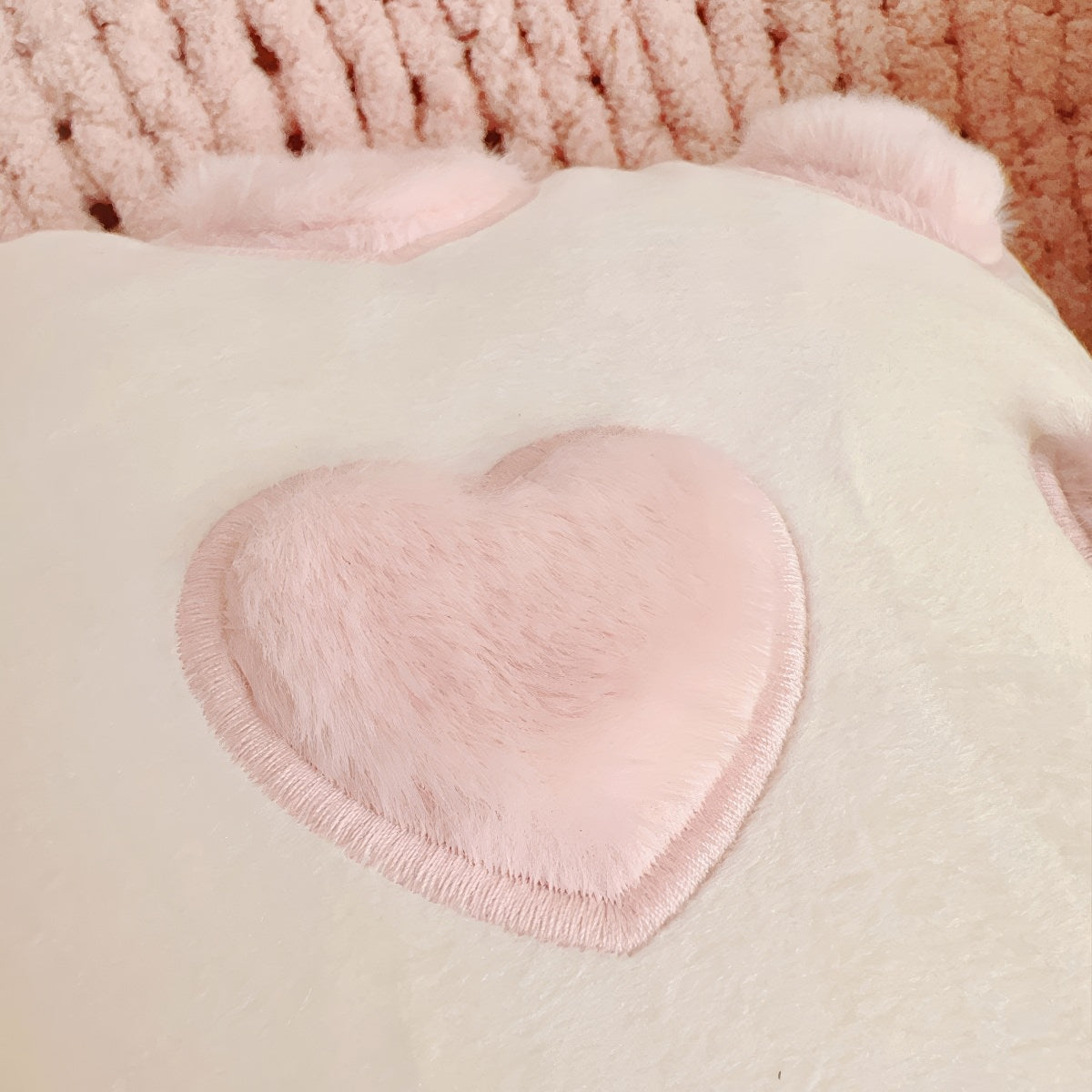 cute coquette aesthetic plush throw cushion covers with plush hearts