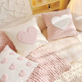 cute coquette aesthetic plush throw cushion covers with plush hearts