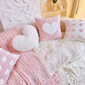 cute coquette aesthetic plush throw cushion covers with plush hearts