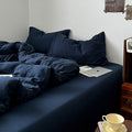 navy blue deep ocean themed color minimalist aesthetic bedding duvet cover set 