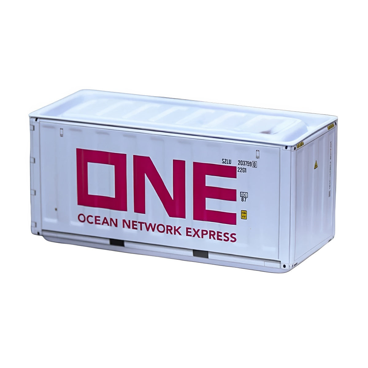 Mini shipping container iron storage box with realistic branding and colorful designs