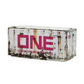 Mini shipping container iron storage box with realistic branding and colorful designs