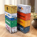 Mini shipping container iron storage box with realistic branding and colorful designs