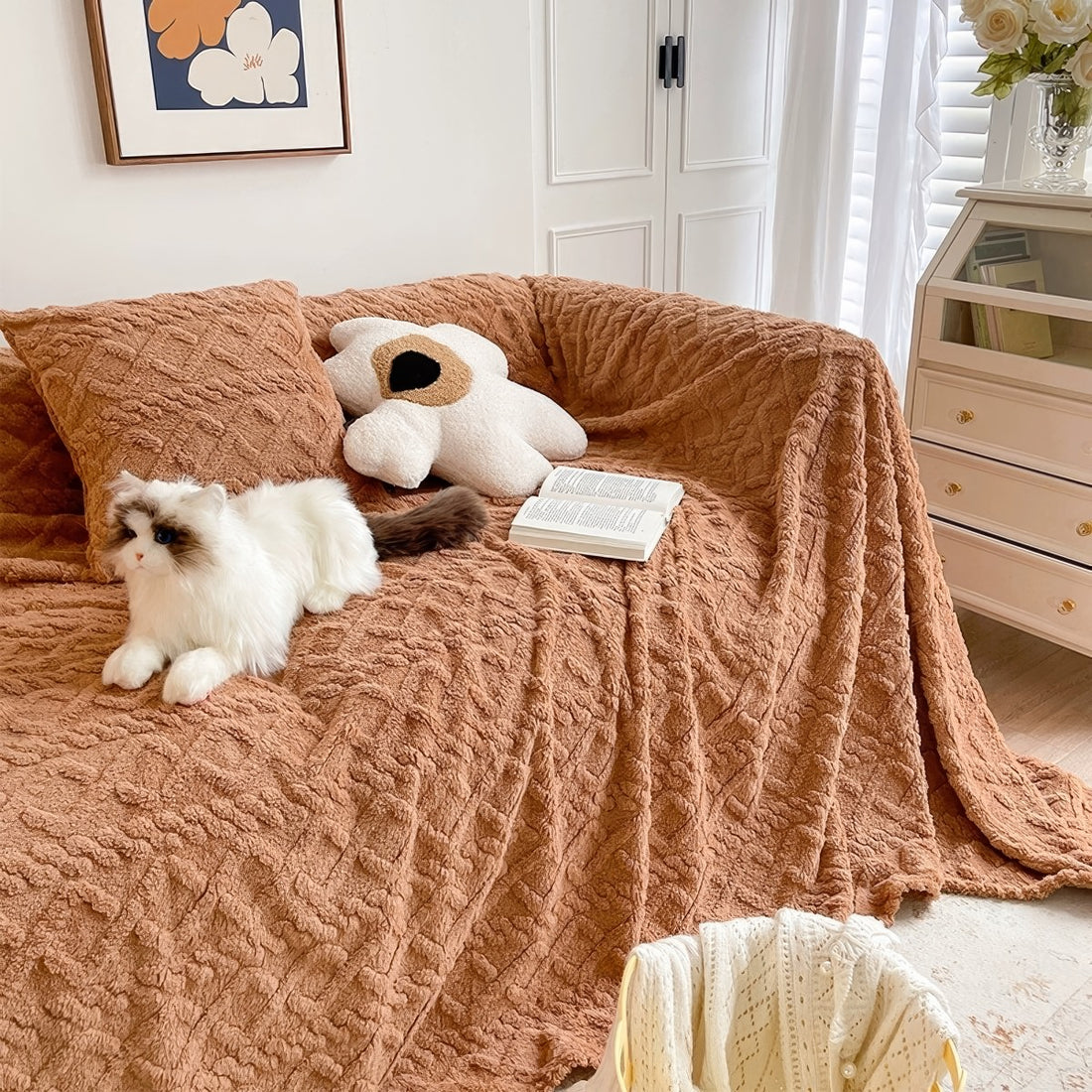 diamond textured soft plush decorative throw blanket 