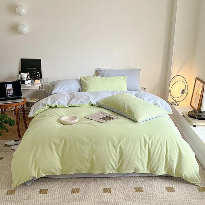 Dusty Pastel Shades Cotton Bedding Set | Pastel Aesthetic Bedding ...