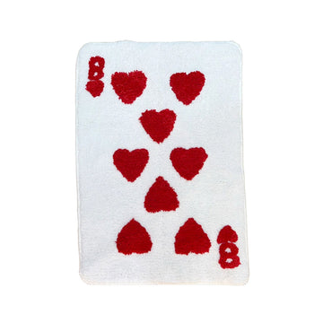 tufted accent rug shaped in a form of eight of earts playing card 
