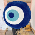 blue evil eye round shaped tufted accent rug