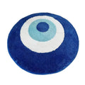 blue evil eye round shaped tufted accent rug