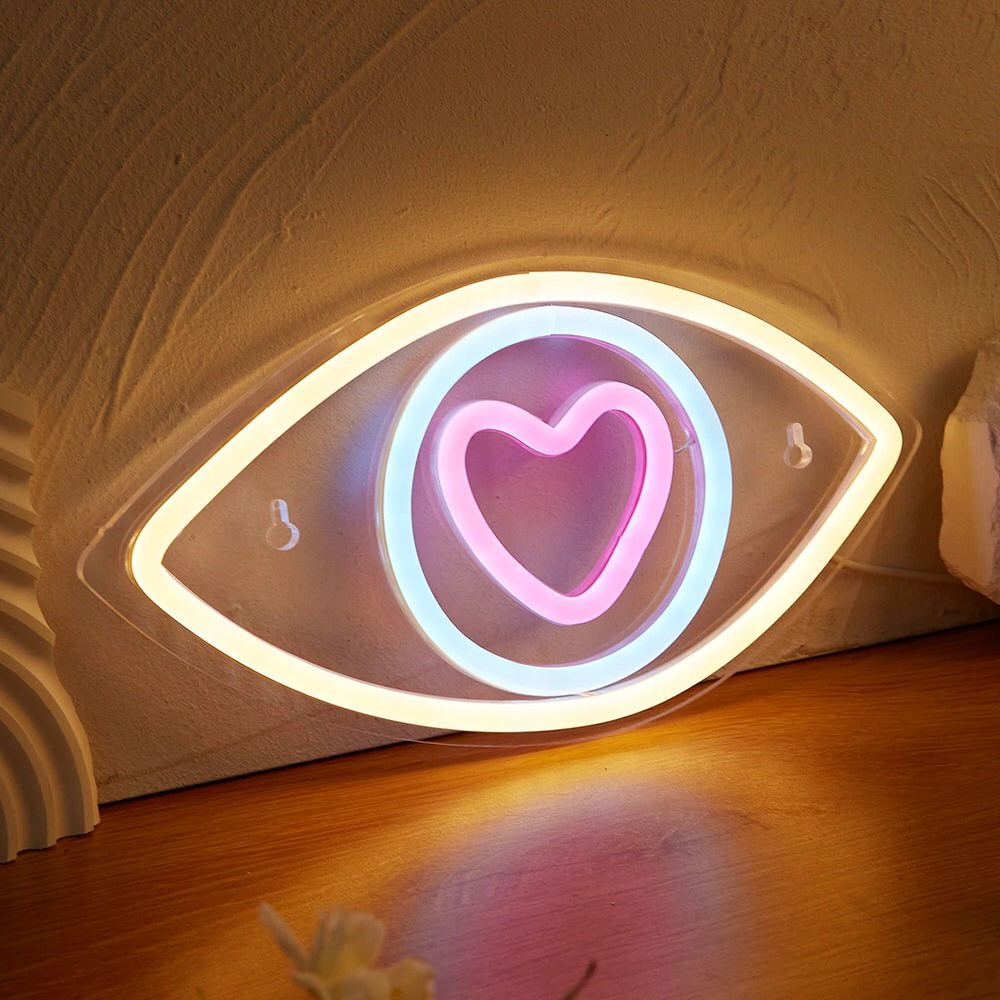 heart in the eye pastel wall led neon sign roomtery aesthetic room decor 
