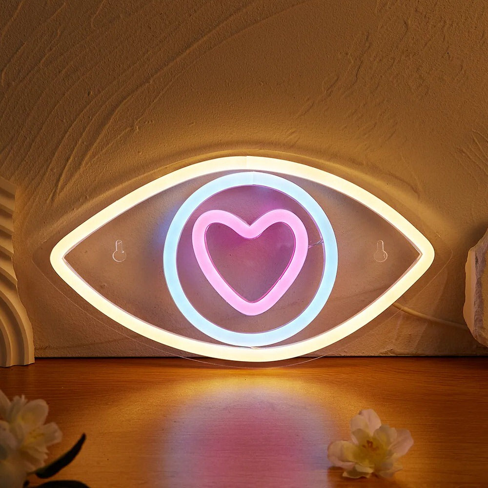 heart in the eye pastel wall led neon sign roomtery aesthetic room decor 