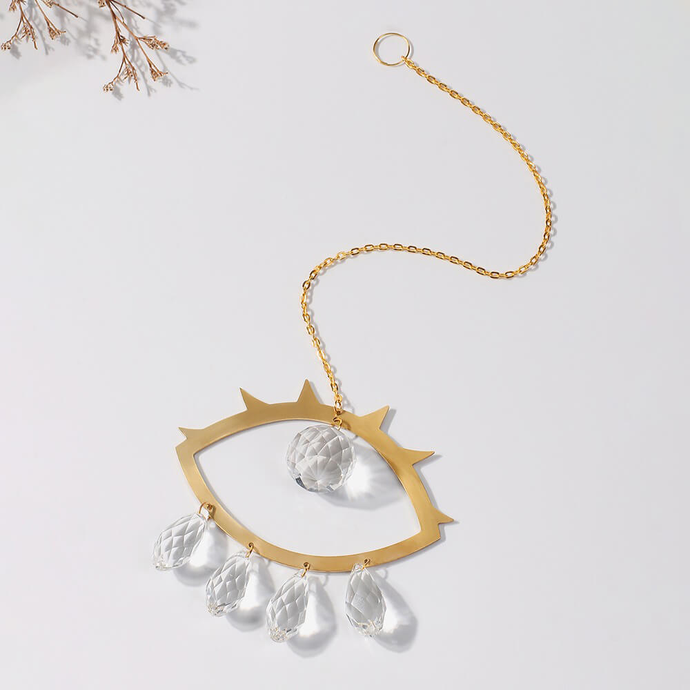 eye shaped golden frame aesthetic sun catcher roomtery