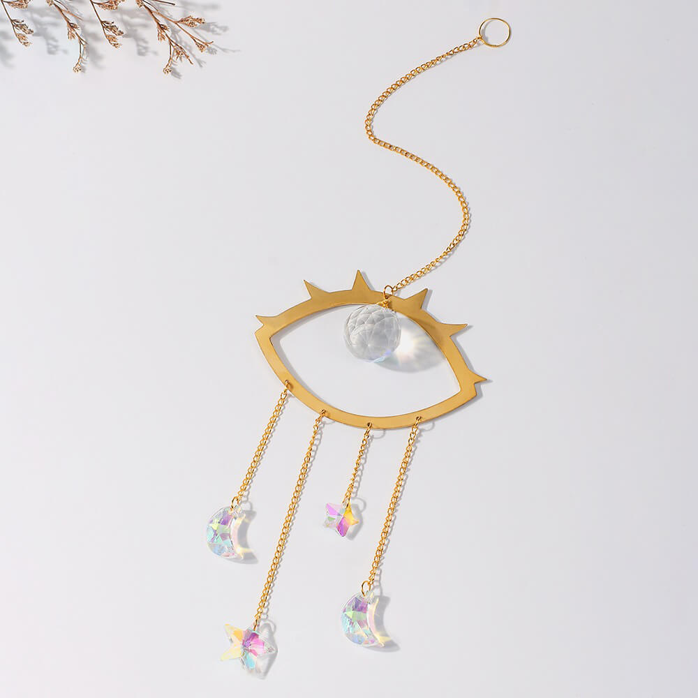 eye shaped golden frame aesthetic sun catcher roomtery