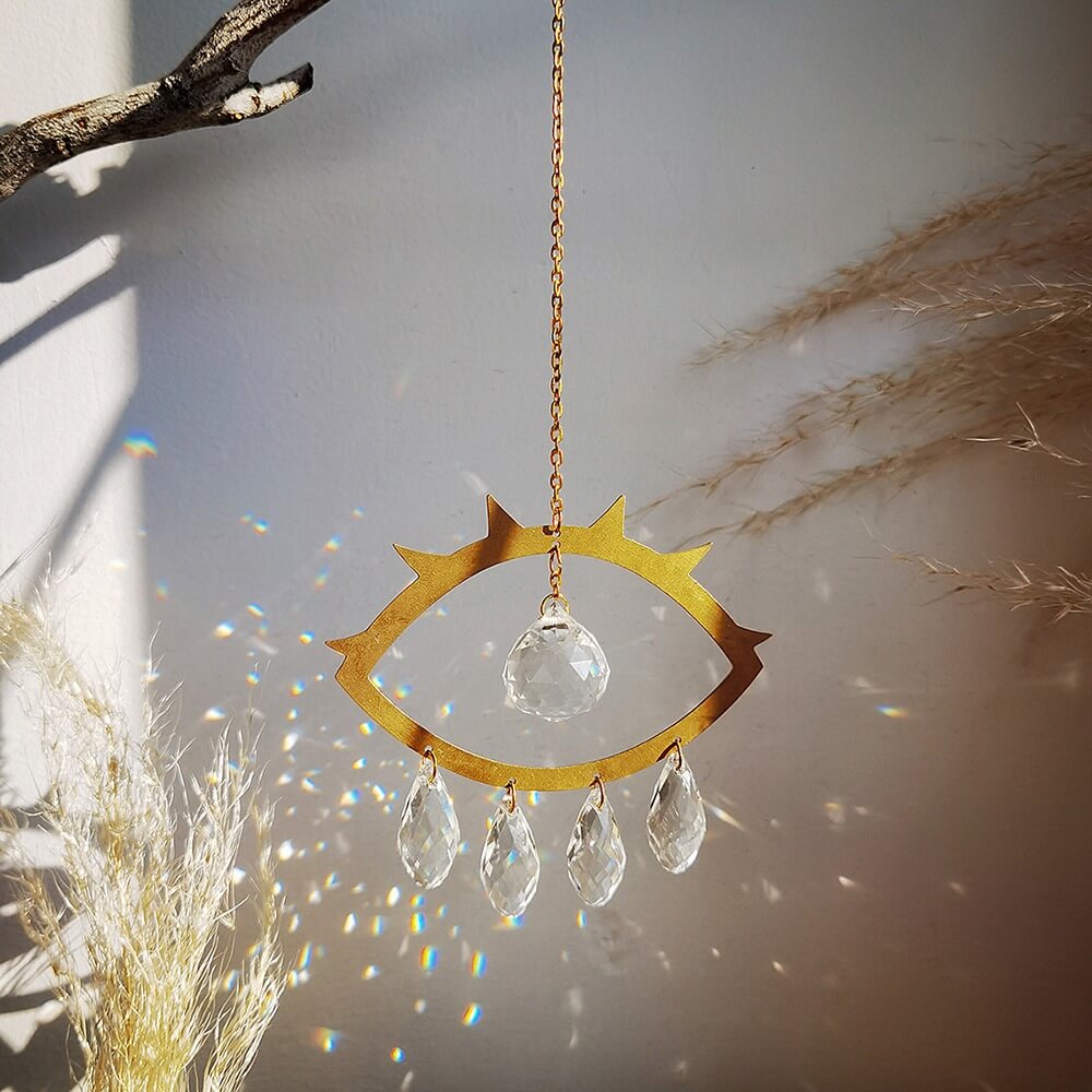 eye shaped golden frame aesthetic sun catcher roomtery