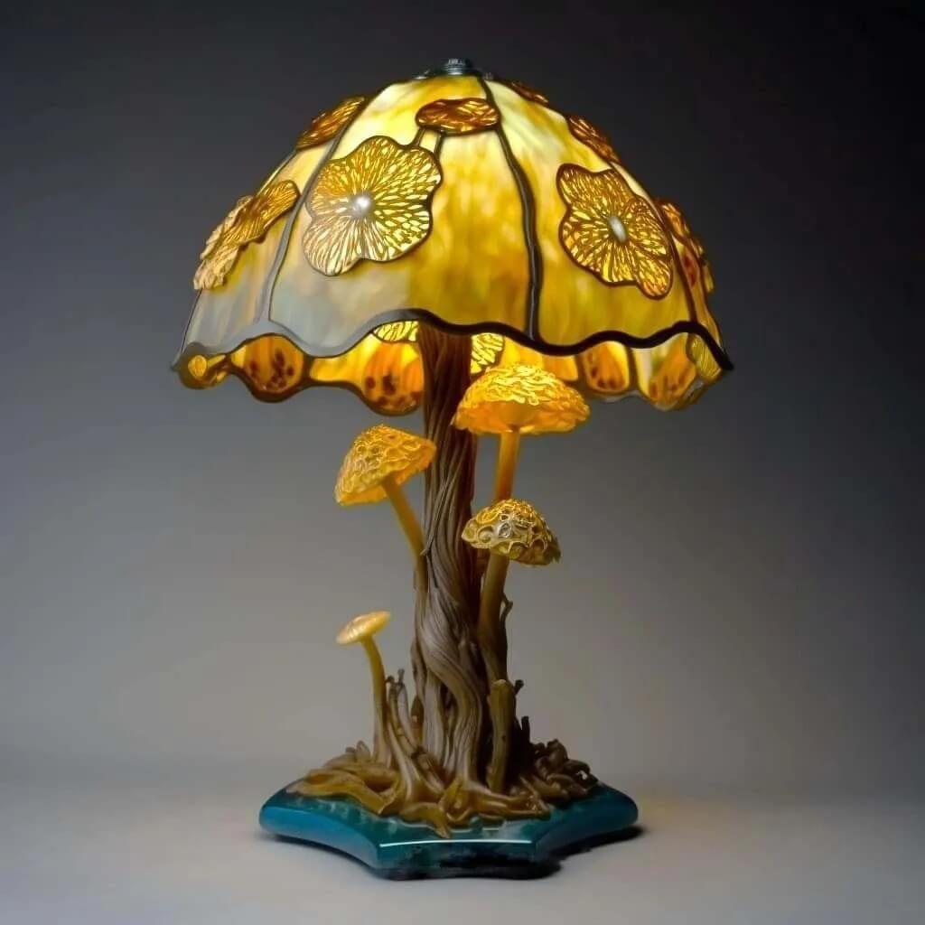 Mushroom Lamp MADE to ORDER With Flowers Mushroom Light White Fungi Lamp  Forest Night Light Fairy Decor Nature Decor 