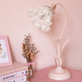 fairycore aesthetic flower shaped desk top table lamp with leaves and flower shaped shade