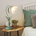 fairycore aesthetic flower shaped desk top table lamp with leaves and flower shaped shade