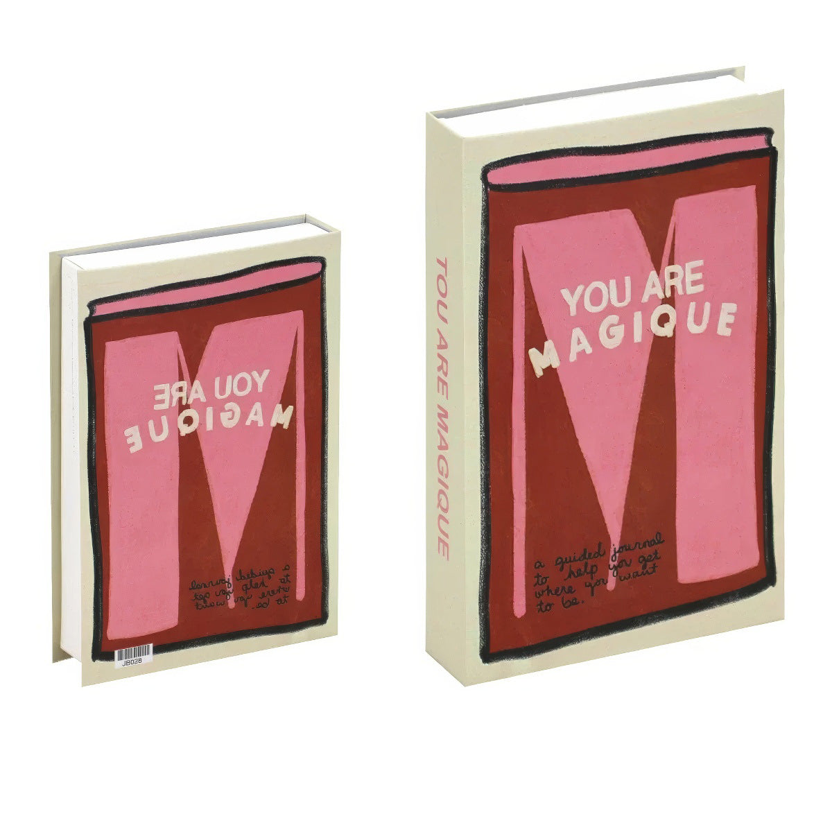Decorative faux book storage box designed as a colorful hardcover book with a hidden storage compartment for organizing small household items while decorating shelves and tables