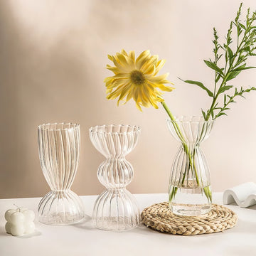 fall aesthetic vintage clear striped glass vase 