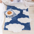 cute white clouds an blue sky print tufted accent bedside rug roomtery