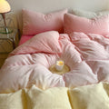 fluffy soft fleece fabric bedding duvet cover set with pastel pink to yellow gradient color print