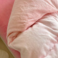 fluffy soft fleece fabric bedding duvet cover set with pastel pink to yellow gradient color print