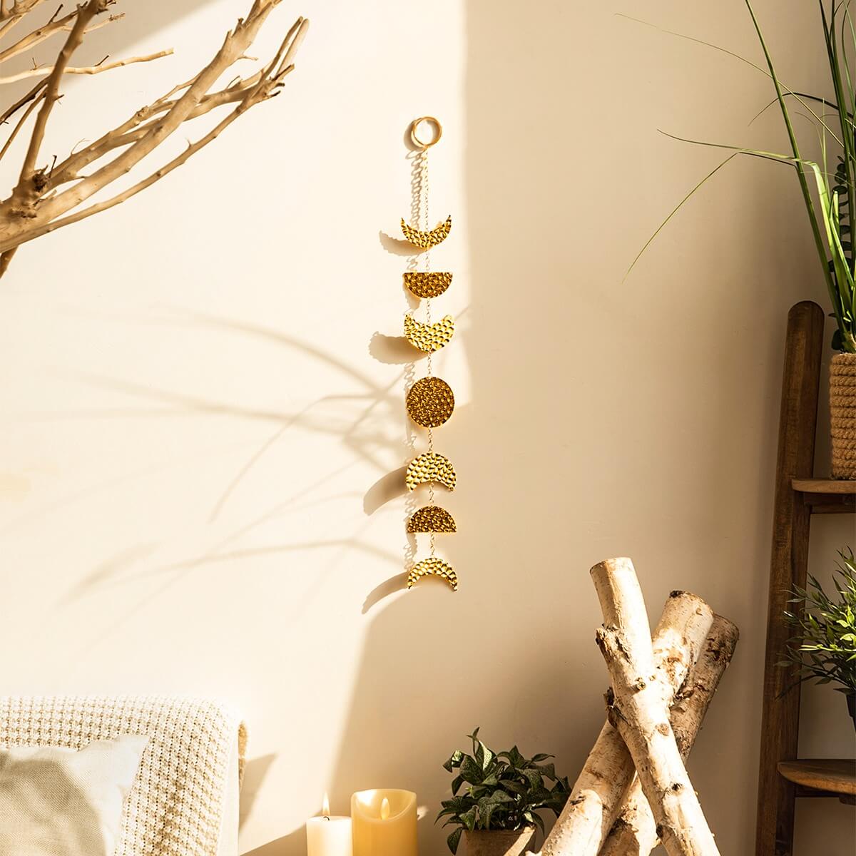 Forged Gold Vertical Moon Phases Wall Decor | Aesthetic Room Wall Decor ...