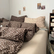 French Aesthetic Vintage Brown Flowers Bedding Set
