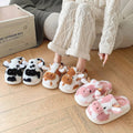 cute and aesthetic furry cow shaped plush house slippers