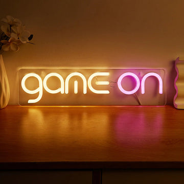 game on yellow and pink acrylic based wall hanging led neon sign roomtery aesthetic room decor