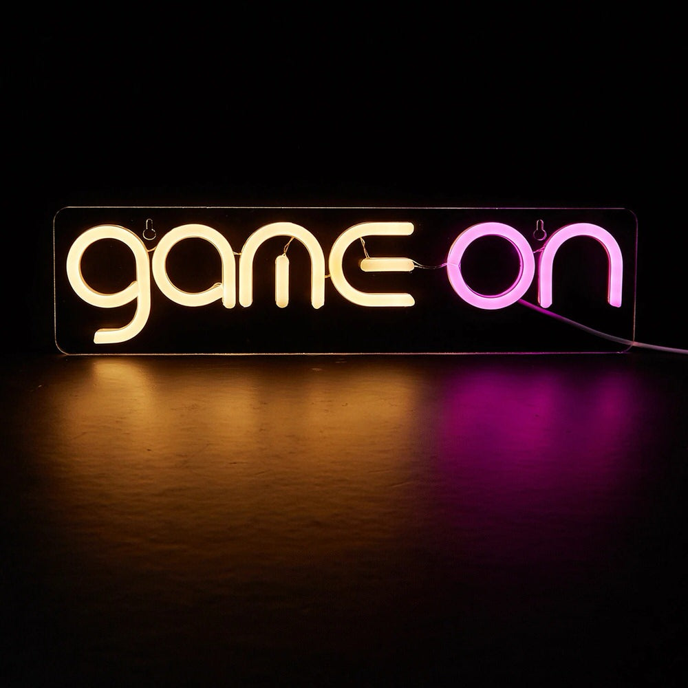 game on yellow and pink acrylic based wall hanging led neon sign roomtery aesthetic room decor