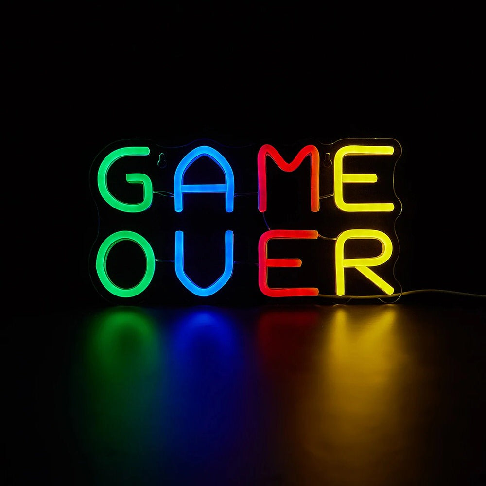 game over multicolor led neon wall sign roomtery aesthetic room decor