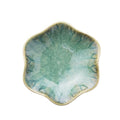 Green ceramic flower shaped jewelry tray