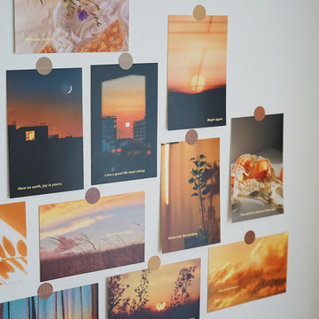 golden hour sunset photos wall collage postcard set roomtery