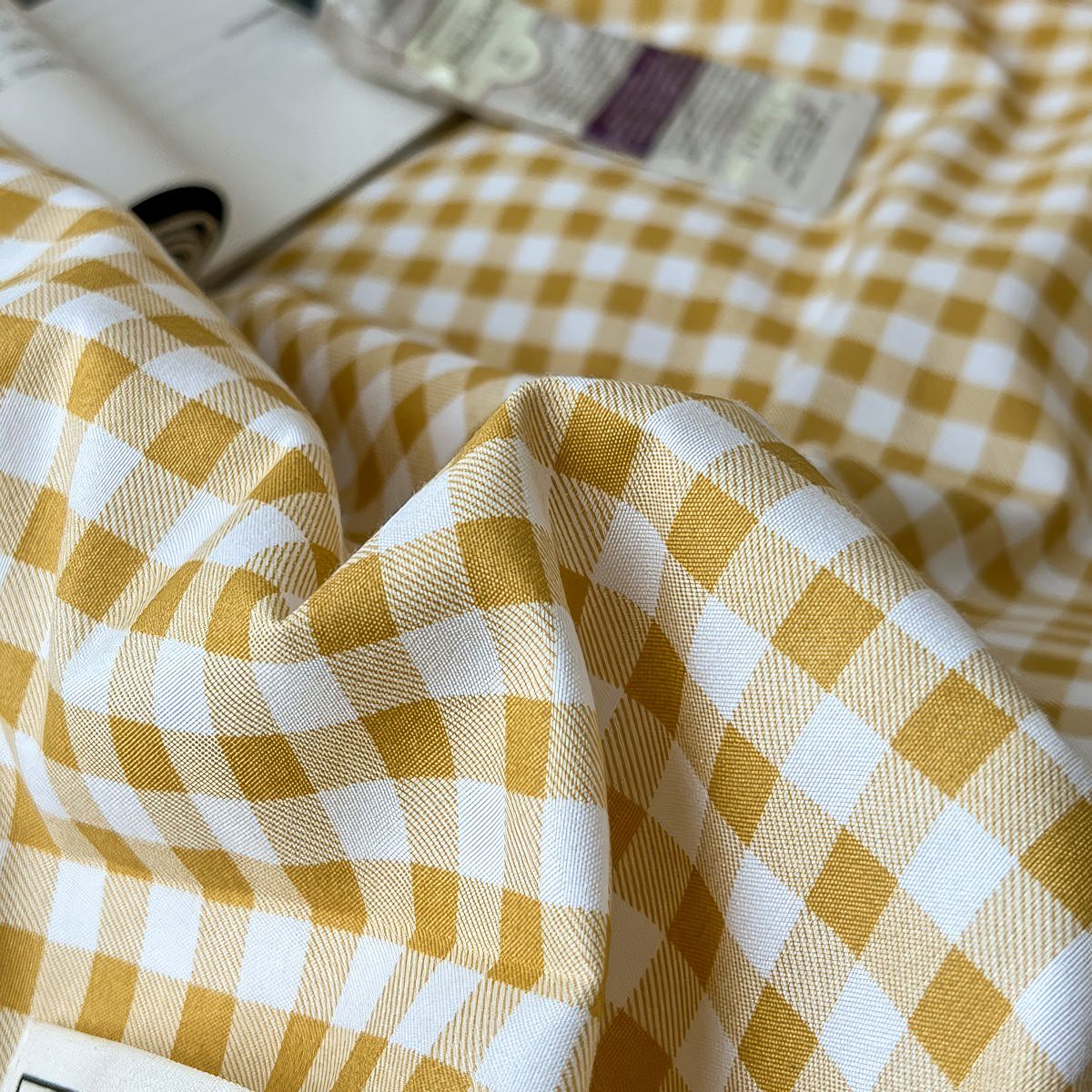 mustard yellow classic gingham print aesthetic bedding duvet cover set