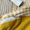 mustard yellow classic gingham print aesthetic bedding duvet cover set