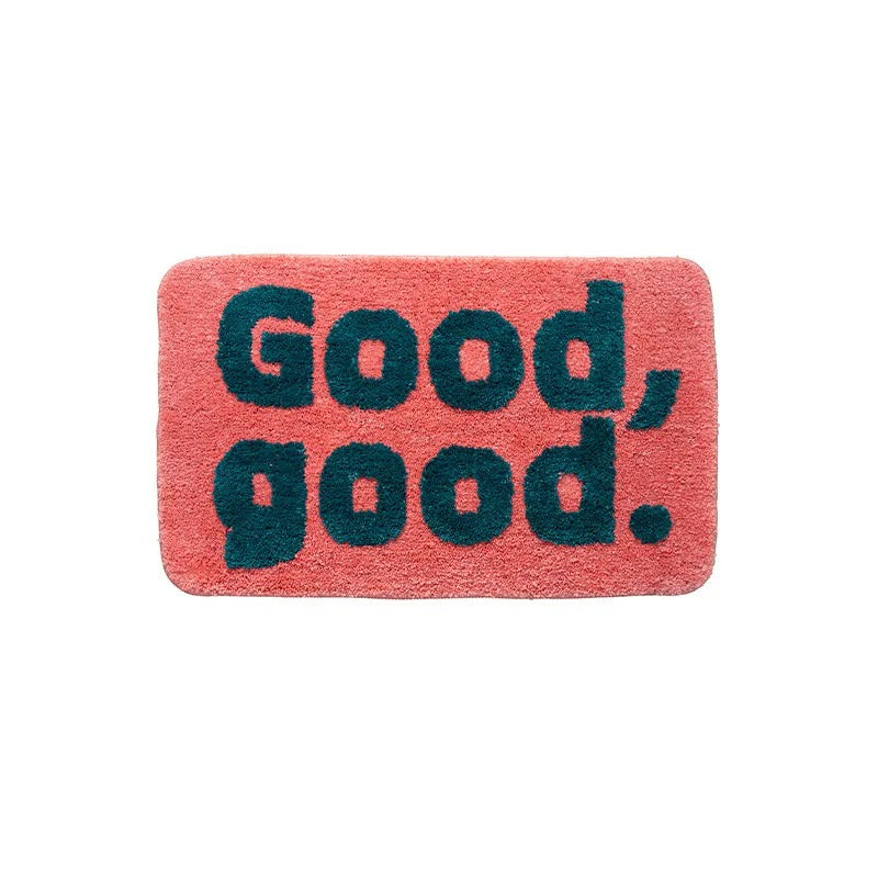 good good script fully soft tufted door mat accent rug roomtery