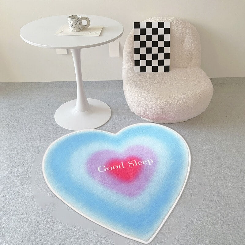 y2k multi layer heart shaped tufted accent rug roomtery