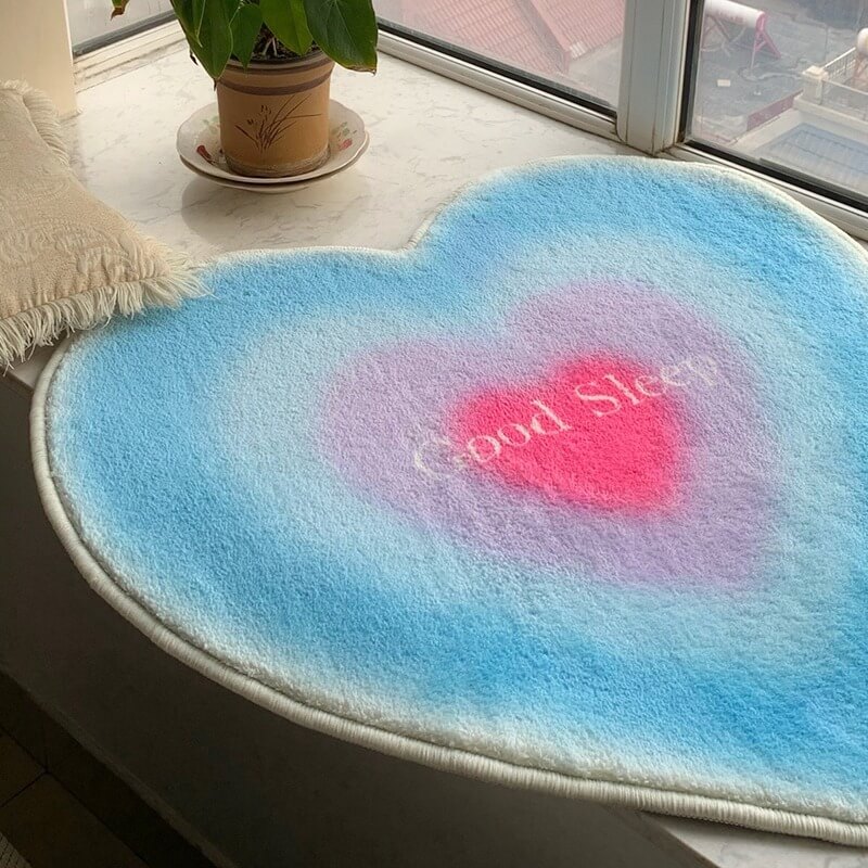 y2k multi layer heart shaped tufted accent rug roomtery