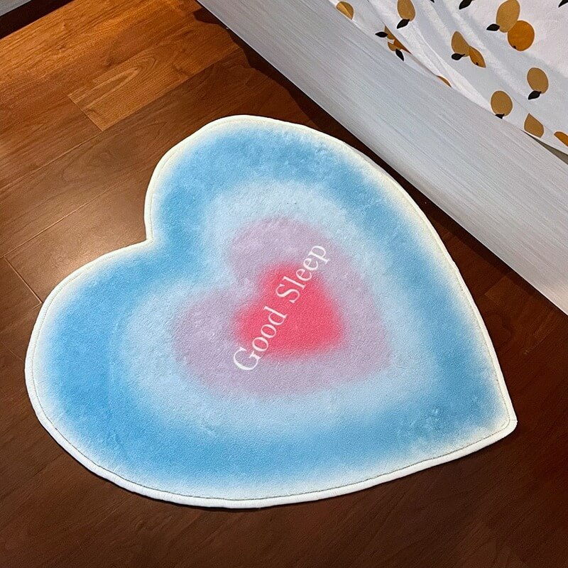 y2k multi layer heart shaped tufted accent rug roomtery