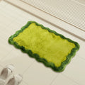 simple green wavy tufted accent rug 